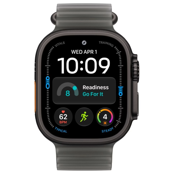 Apple Watch Series Ultra 4 49mm Black Titanium Case with Translucent Black Ocean Band One Size